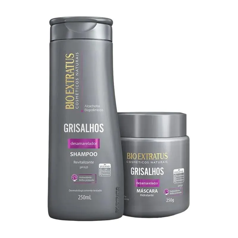 KIT GRISALHOS SHAMPOO 250ML MASCARA 250ML BIO EXTRATUS