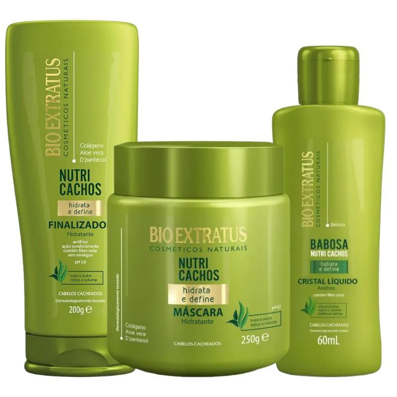 KIT NUTRI CACHOS FINALIZAçãO E UMECTAçãO CAPILAR 1 MáSCARA 250ML 1 FINALIZADOR 200ML 1 CRISTAL LíQUIDO 60ML