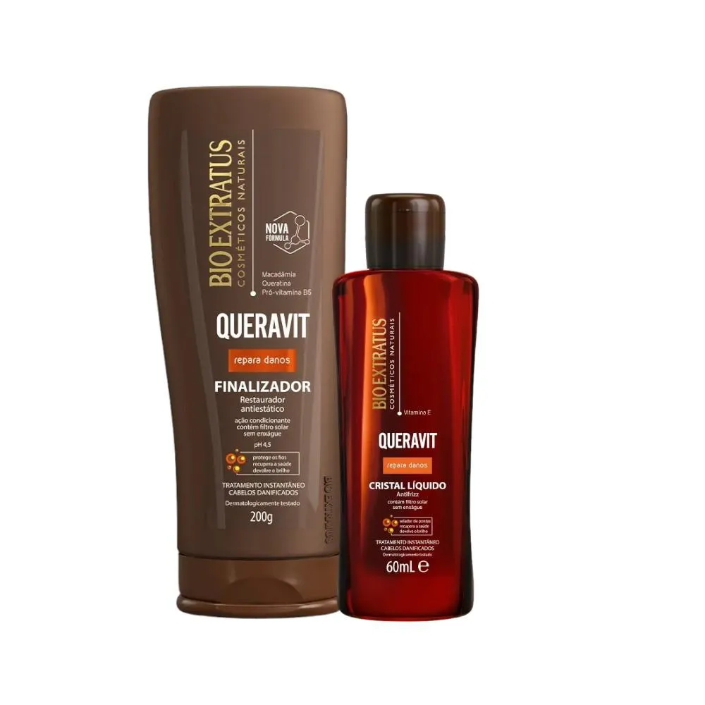KIT QUERAVIT FINALIZAçãO E UMECTAçãO CAPILAR 1 FINALIZADOR 200ML 1 CRISTAL LíQUIDO 60ML