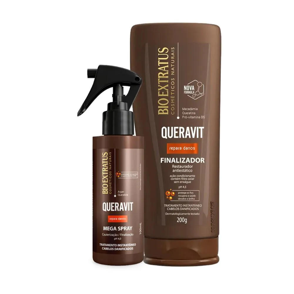 KIT QUERAVIT FINALIZAçãO CAPILAR 1 FINALIZADOR 200ML 1 MEGASPRAY