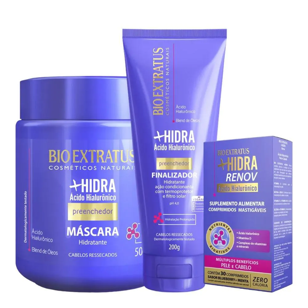 KIT +HIDRA FINALIZAçãO 1 MáSCARA 500ML 1 FINALIZADOR 200ML 1 SUPLEMENTO ALIMENTAR