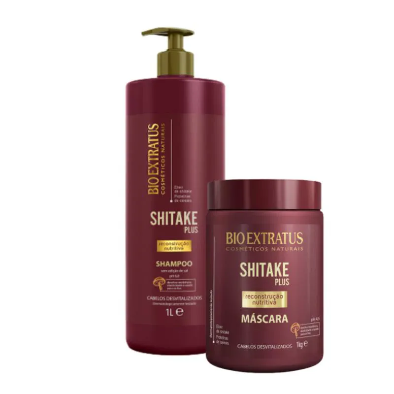 KIT 1 SHAMPOO 1 BANHO DE CREME LIMPEZA NUTRITIVA SHITAKE 1L