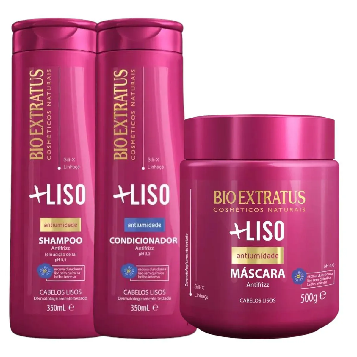 KIT MAIS LISO 1 SHAMPOO 1 CONDICIONADOR 350ML 1 MáSCARA 500ML