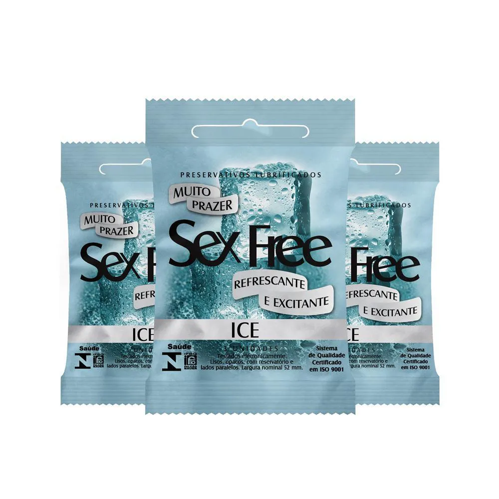 KIT 3 PRESERVATIVO SEX FREE ICE 3 UNIDADES