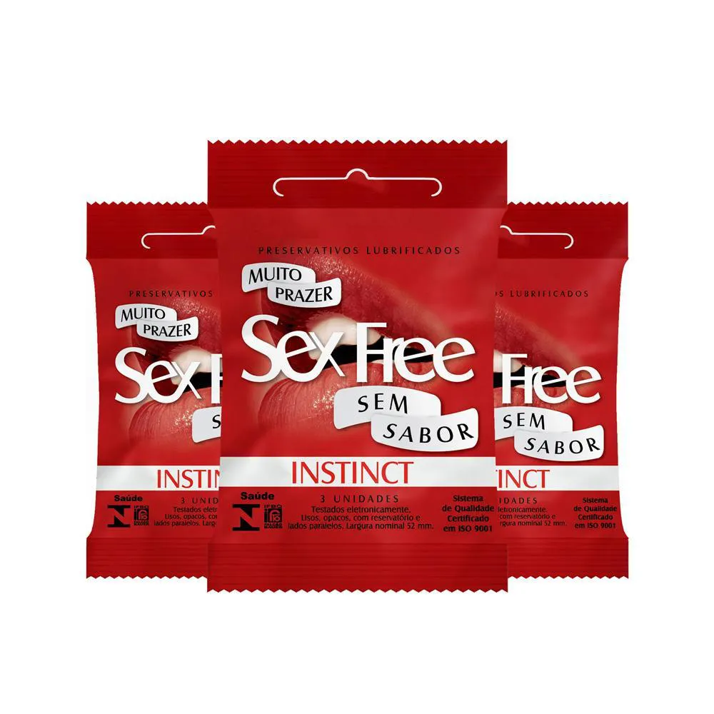 KIT 2 PRESERVATIVO SEX FREE INSTING 3 UNIDADES