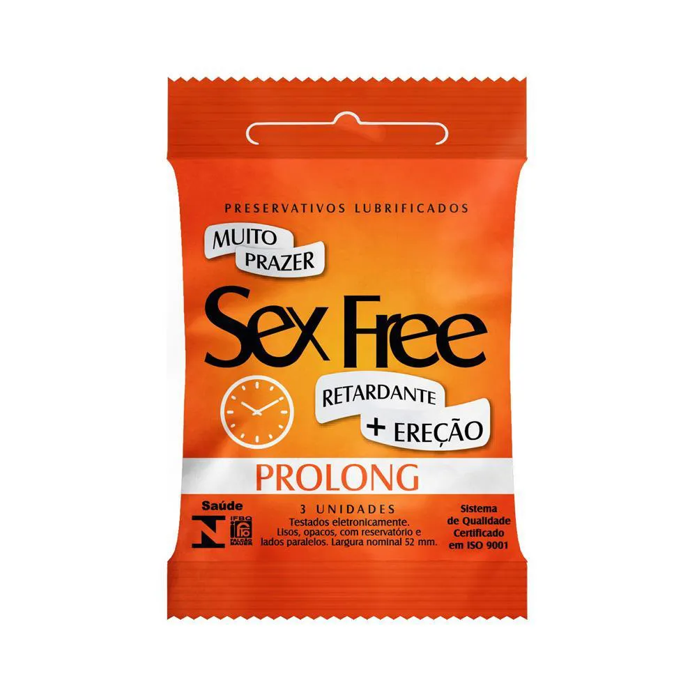 PRESERVATIVO SEX FREE PROLONG 3 UNIDADES