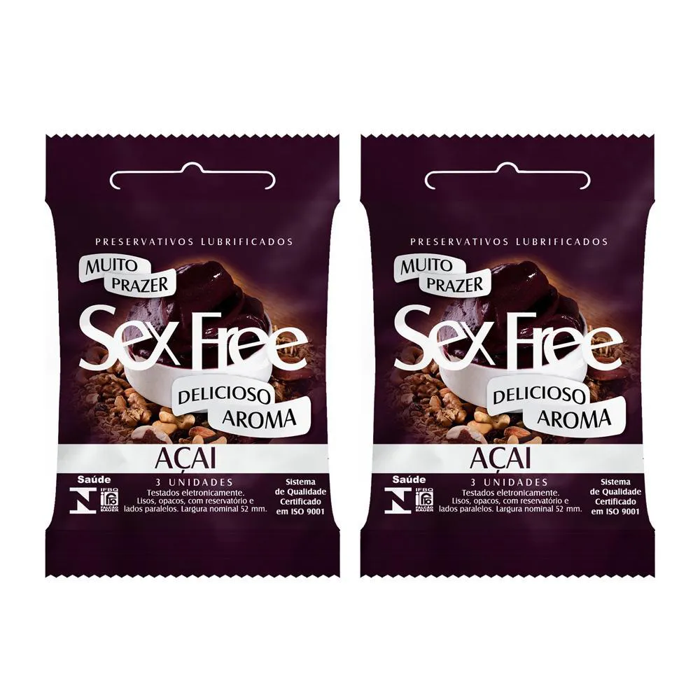 KIT 2 PRESERVATIVOS DELICIOSO AROMA SEX FREE AçAí