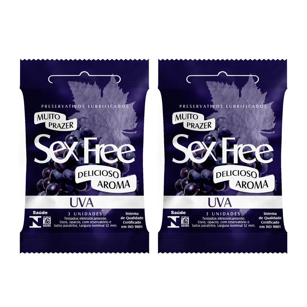 KIT 2 PRESERVATIVOS DELICIOSO AROMA SEX FREE AçAí UVA