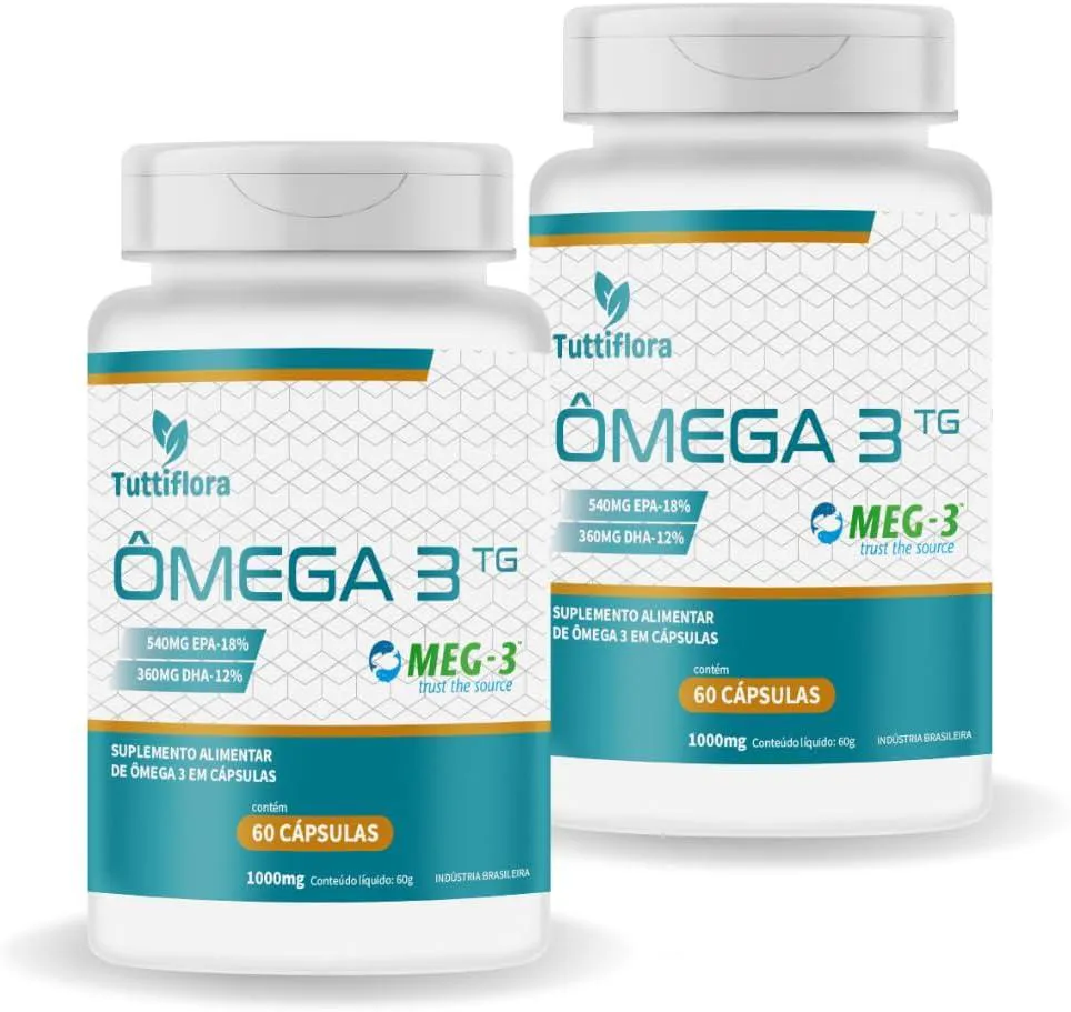 KIT COM 02 - ÔMEGA 3 MEG-3 (18% EPA 12% DHA) 60 CAPSULAS DE 1000MG TUTTIFLORA
