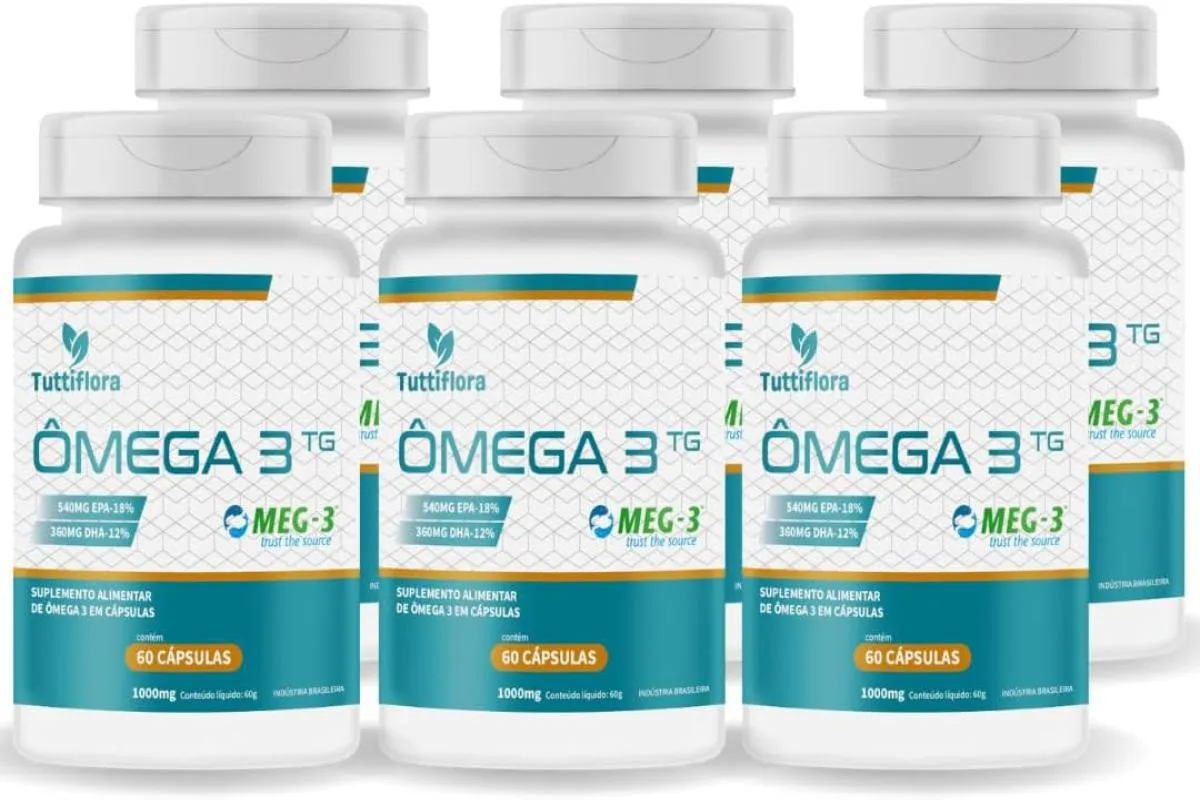 KIT COM 06 - ÔMEGA 3 MEG-3 (18% EPA 12% DHA) 60 CAPSULAS DE 1000MG TUTTIFLORA