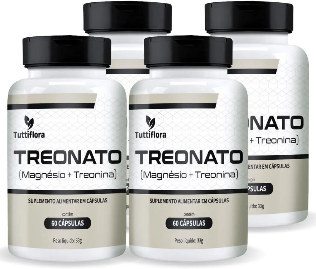 KIT COM 04 - TREONATO (MAGNéSIO + TREONINA) 500MG 60 CáPSULAS TUTTIFLORA
