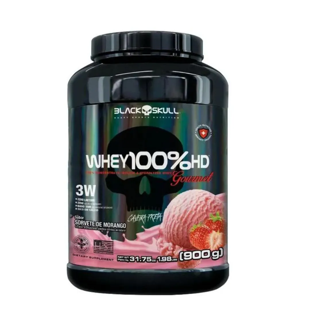 WHEY 100% HD GOURMET 900G - CAVEIRA PRETA 900 G Sorvete DE Baunilha