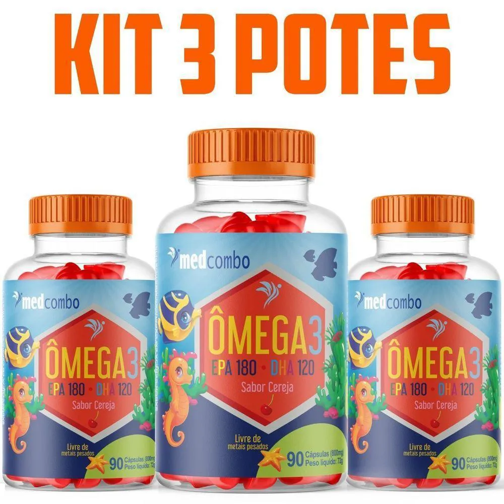 KIT COM 3 UNIDADES DE ôMEGA 3 KIDS 90 CAPSULAS 800MG