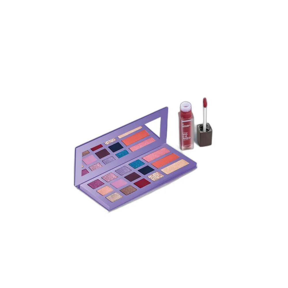COMBO PALETTE MULTIFUNCIONAL + BATOM LíQUIDO VERMELHO 5,5ML