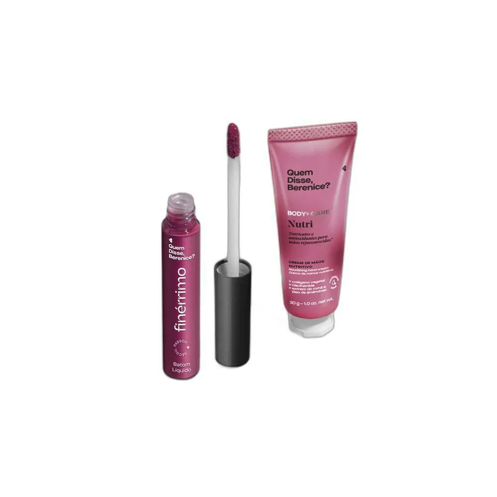 COMBO CREME HIDRATANTE PARA AS MãOS NUTRI 30G + BATOM LíQUIDO MALVA 5ML