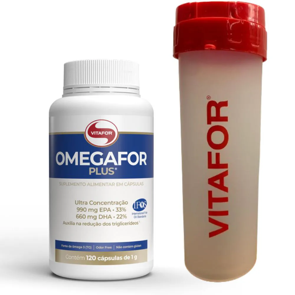 KIT 1 OMEGAFOR PLUS 1000MG 120 CAPSULA VITAFOR + 1 GARRAFA VITAFOR