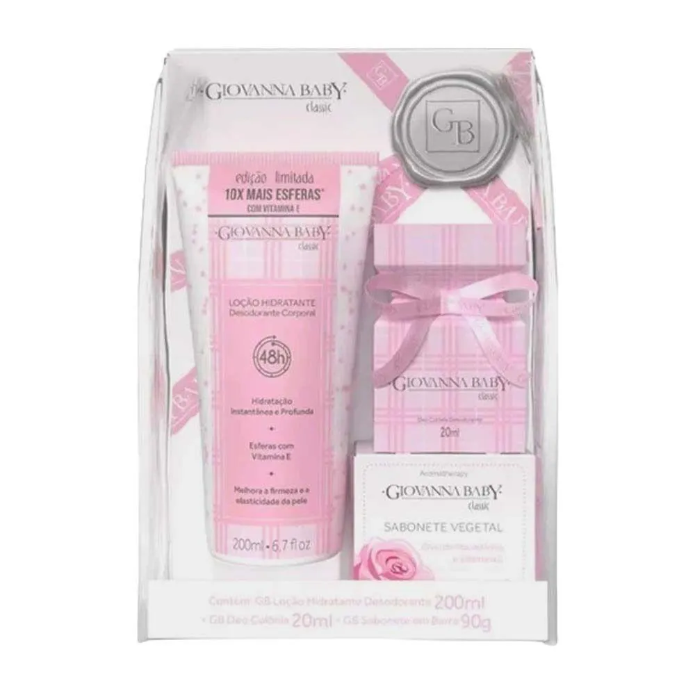 KIT GIOVANNA BABY CLASSIC COLôNIA 20ML + HIDRATANTE 200ML + SABONETE VEGETAL 90G
