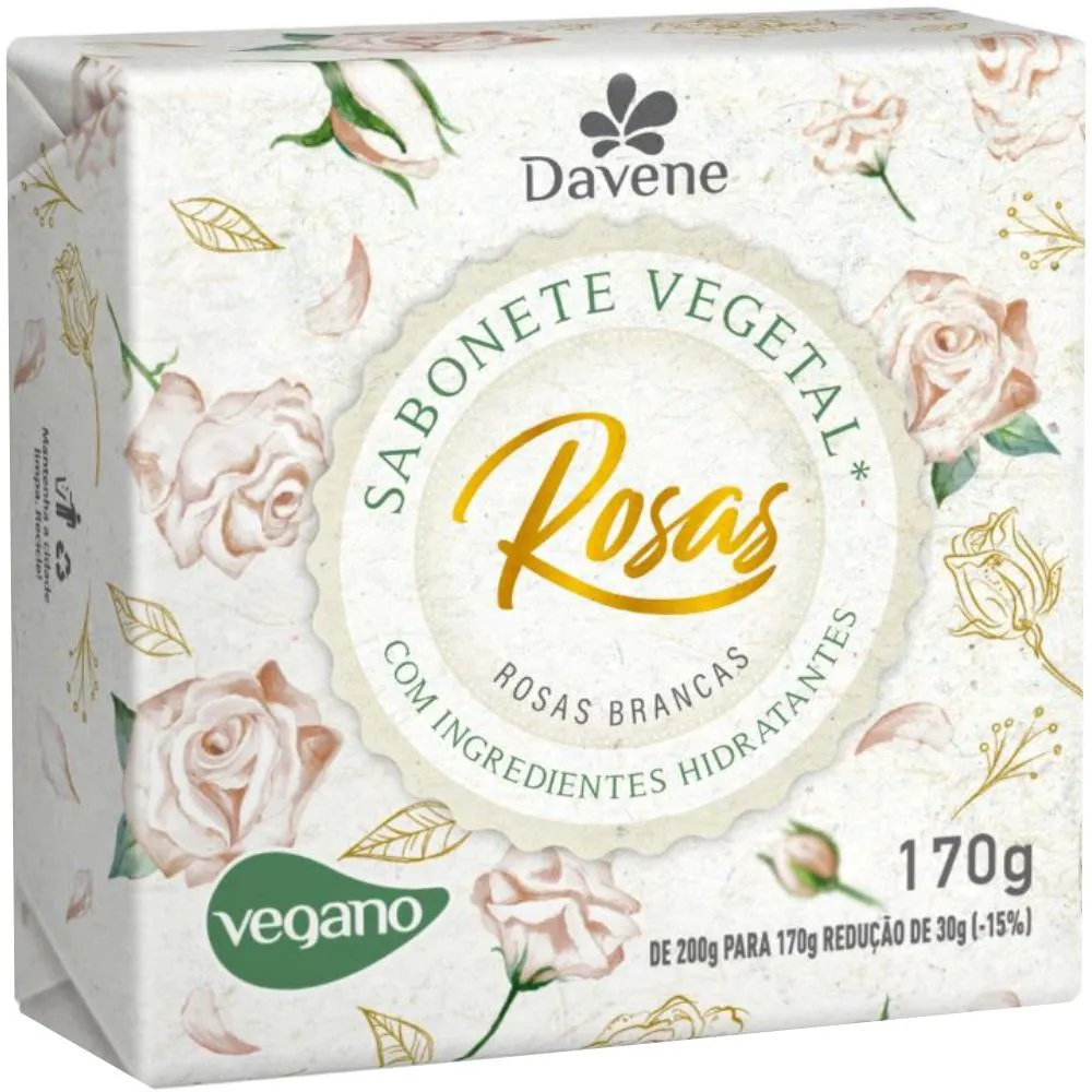 SABONETE VEGETAL ROSAS BRANCAS 170G DAVENE