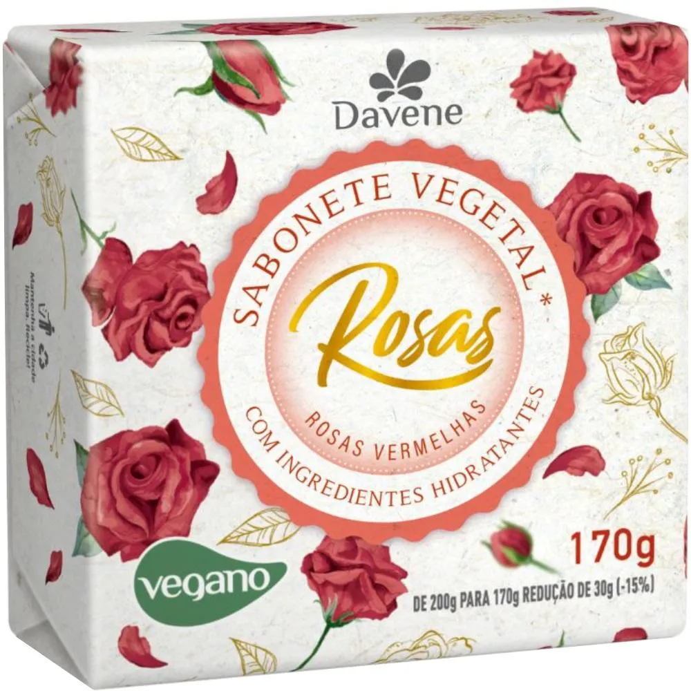 SABONETE VEGETAL ROSAS VERMELHAS 170G DAVENE