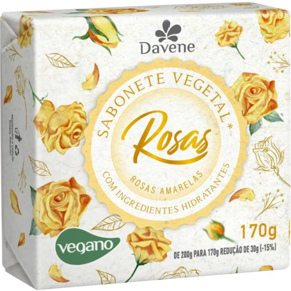 SABONETE VEGETAL ROSAS AMARELAS 170G DAVENE