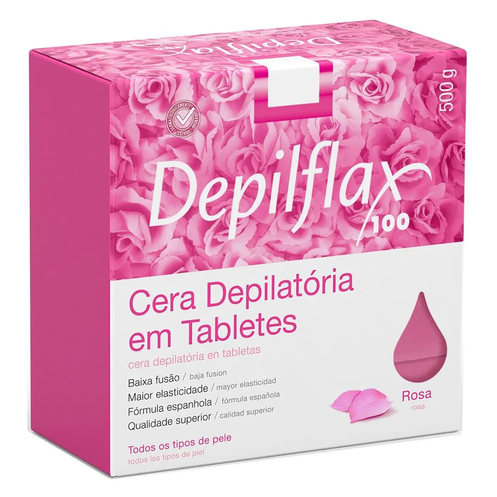 CERA QUENTE DEPILACAO DEPILFLAX ROSA 500G TABLETES